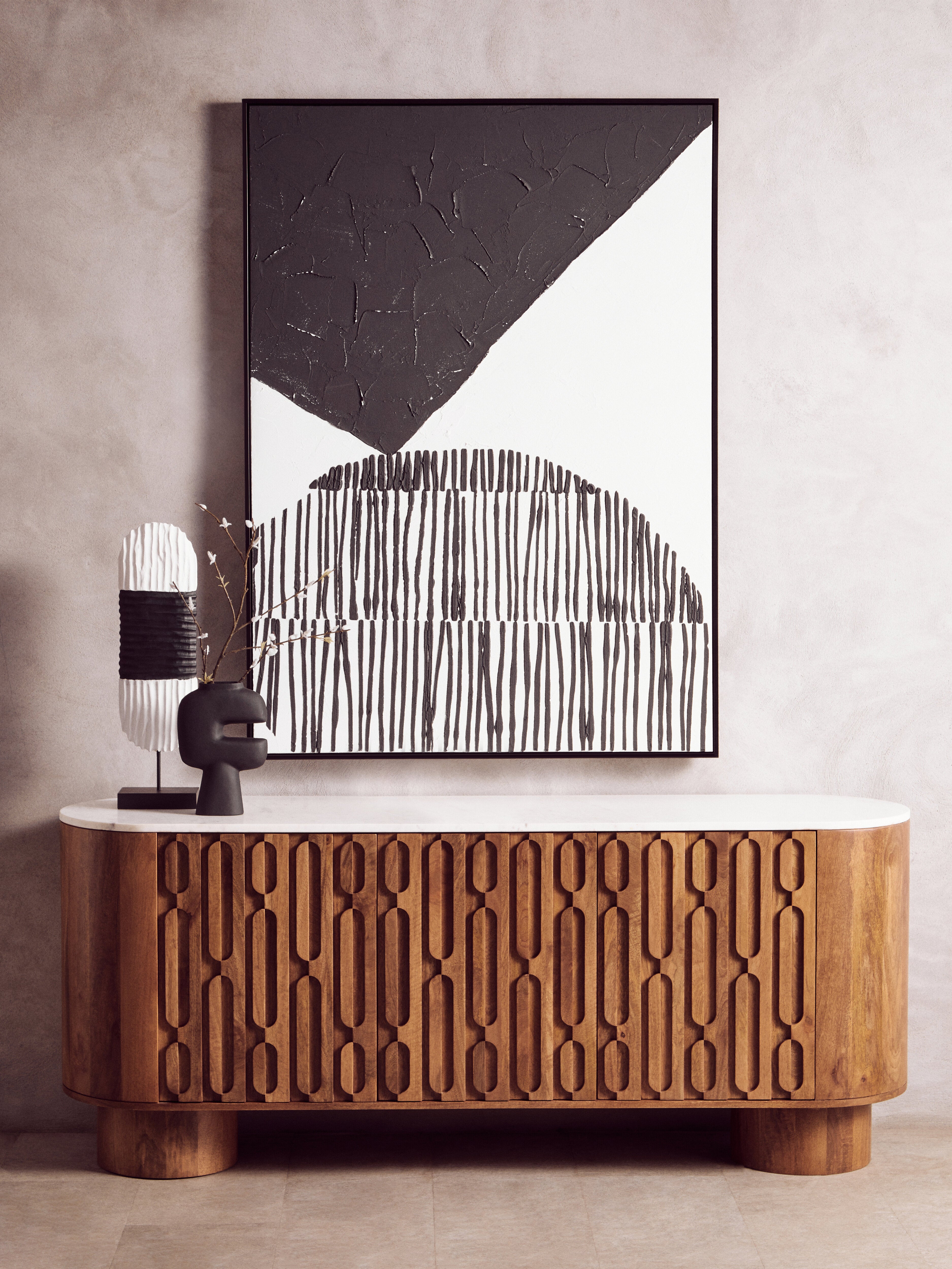 Noah Black & White Abstract Textured Wall Art